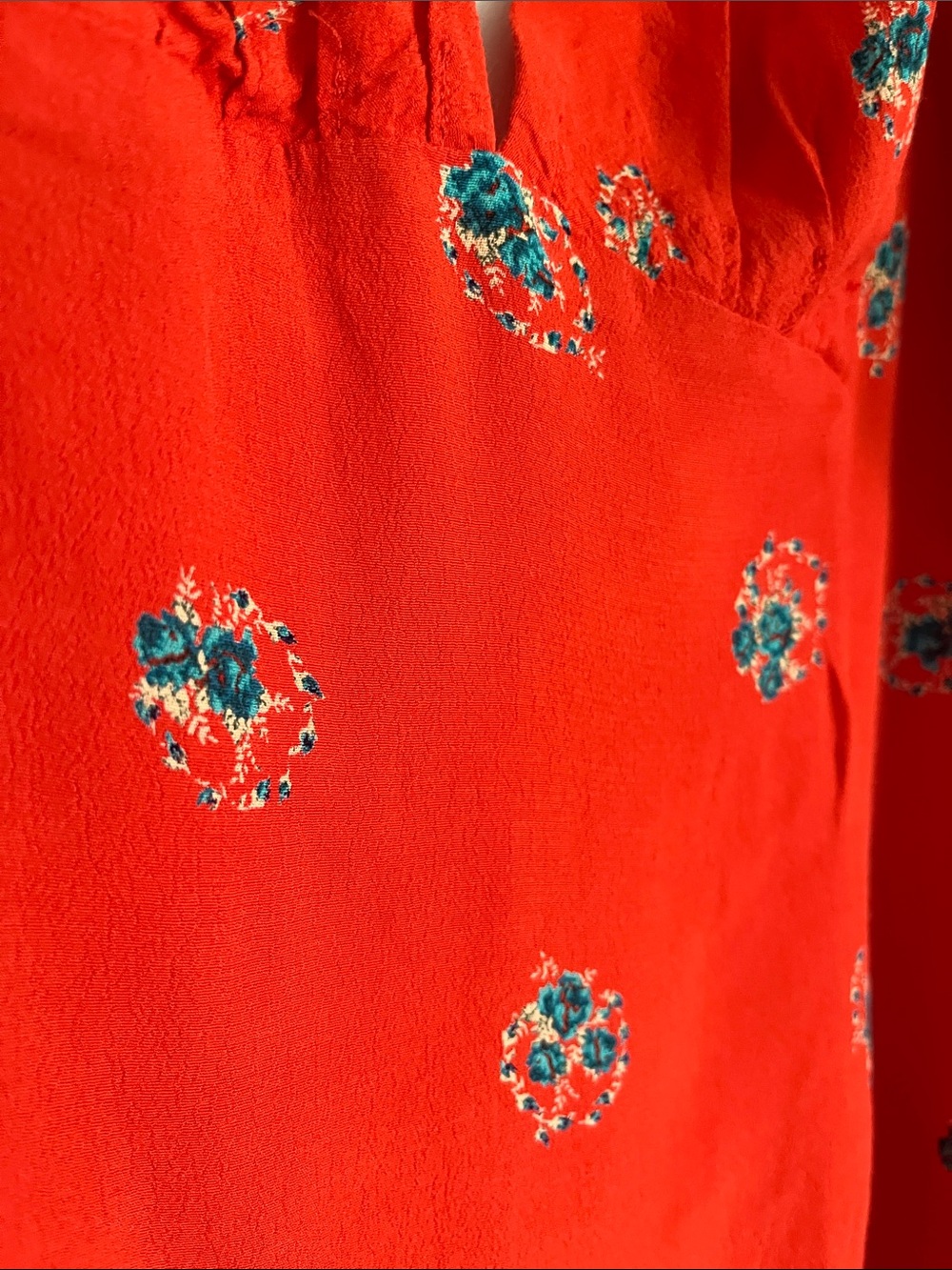 Free People Mockingbird Coral Red Floral Deep V Mini Dress - Size 10 - Picture 12 of 12